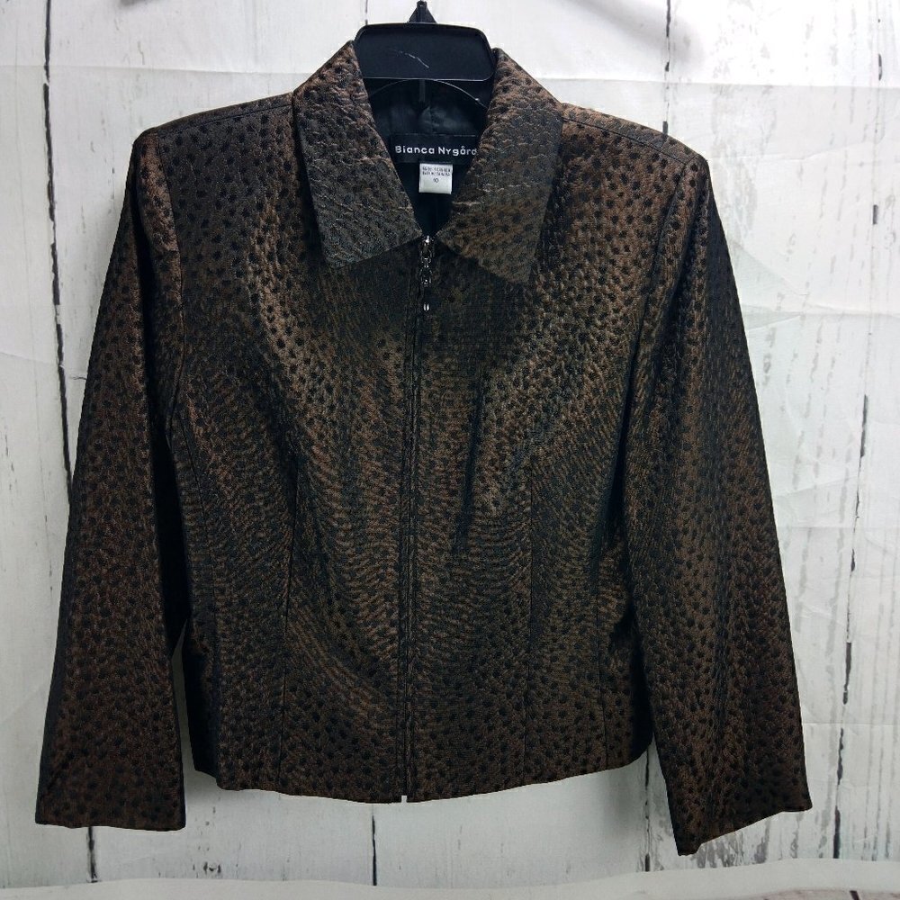 Vintage Bianca Nygard Women's Zip Up Geometric Acetate Blend Suit Blazer…